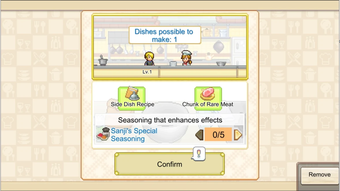 Official press screenshot of Sanji's cooking screen, used as a representative image rather than a video frame