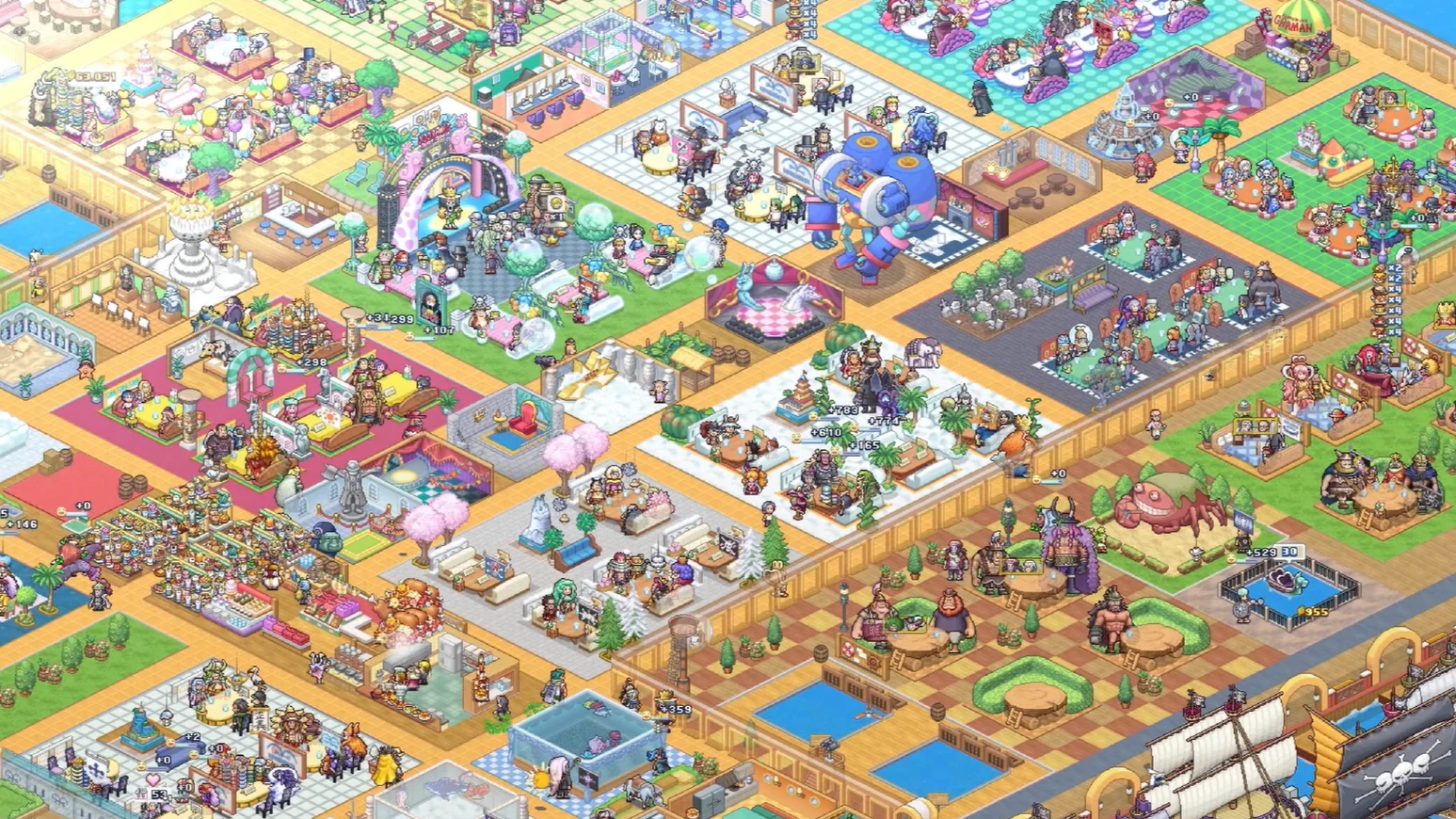Official Grand Gourmet screenshot of characters in a richly furnished restaurant